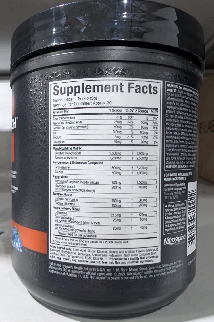 MuscleTech Vapor X5 Blue Razz Freeze Pre Workout Powder *EXP 07/2027