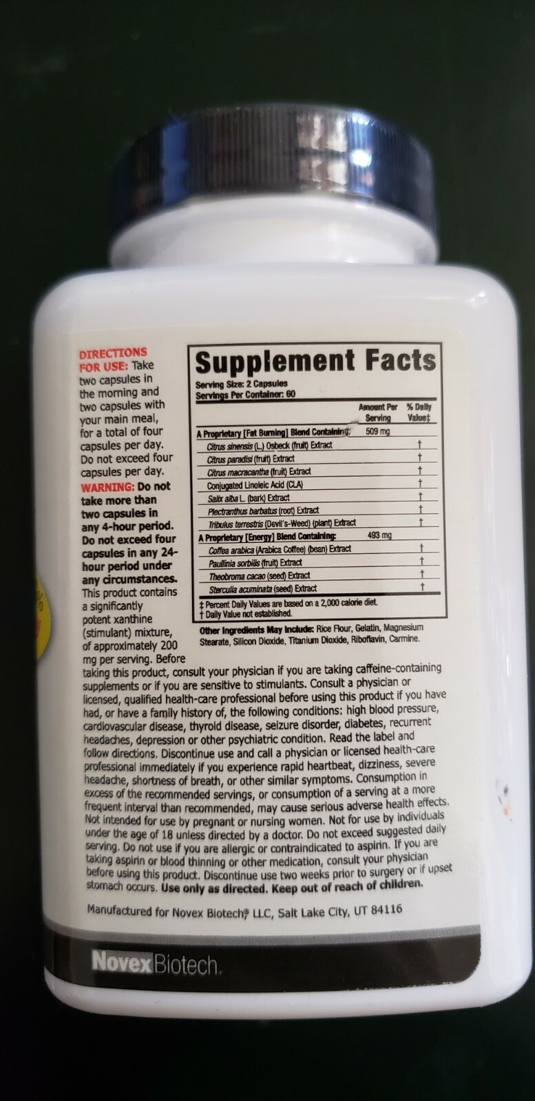 Novex Biotech – Thermodyne – 120 Capsules – 3 Phrase Fat Oxidizer – Exp 4/2025