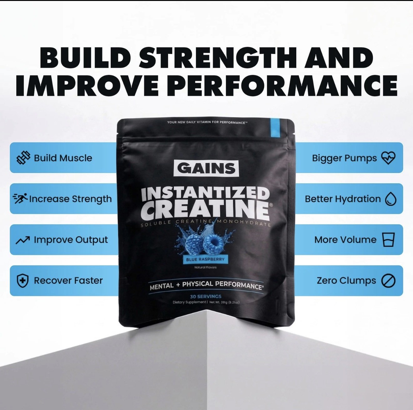 Gains in Bulk Instantized Creatine Monohydrate for Men & Women, Soluble Pre W…