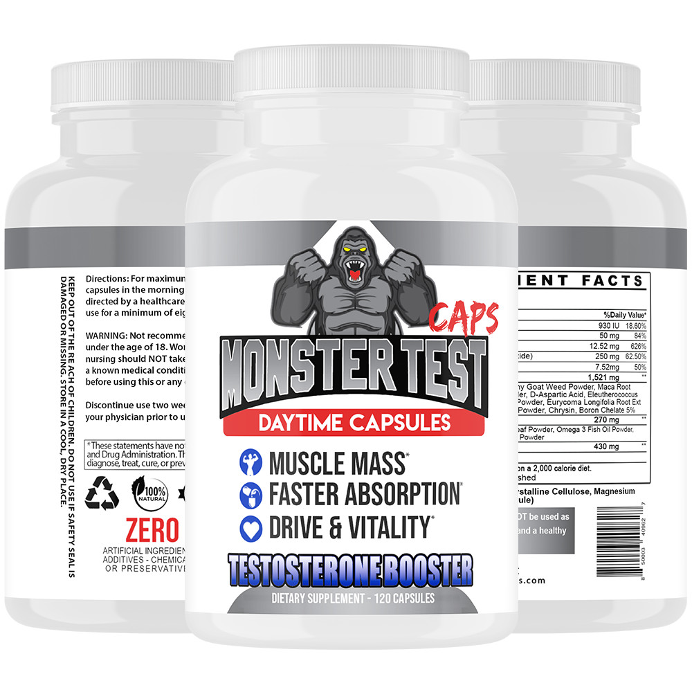 Monster Test CAPS 120CT + Monster PM 60CT Testosteron Booster Sleep Aid Pill 2PK