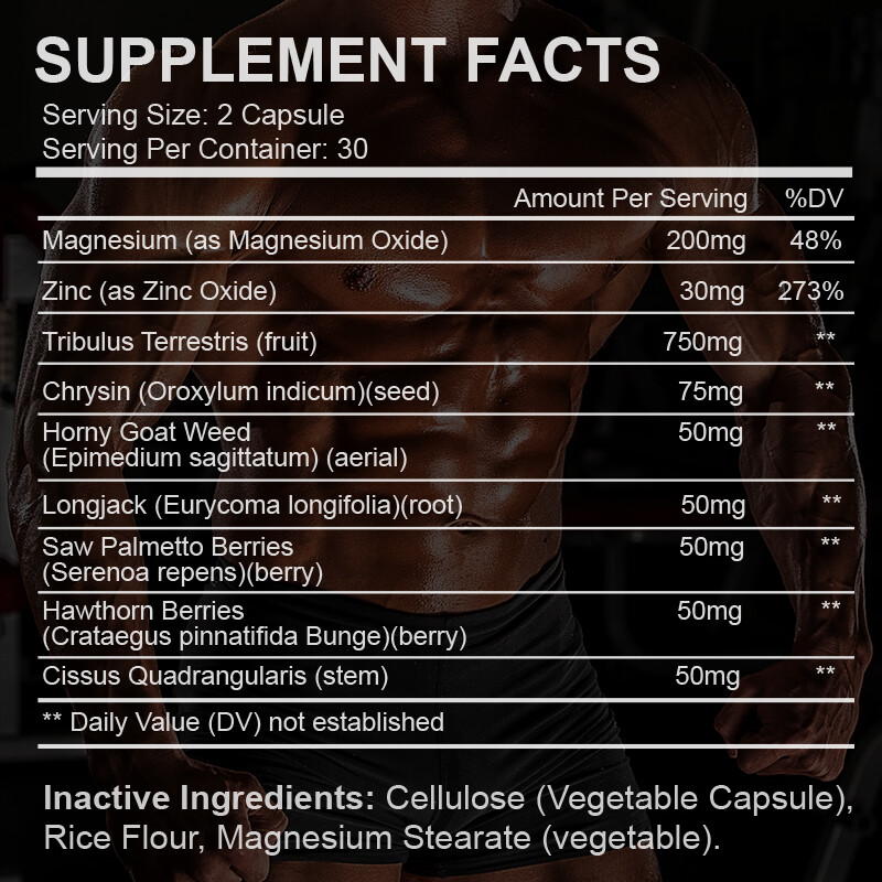 Testosterone Booster for Men, Male Enhancement Pills, Energy, Libido 60 Capsules