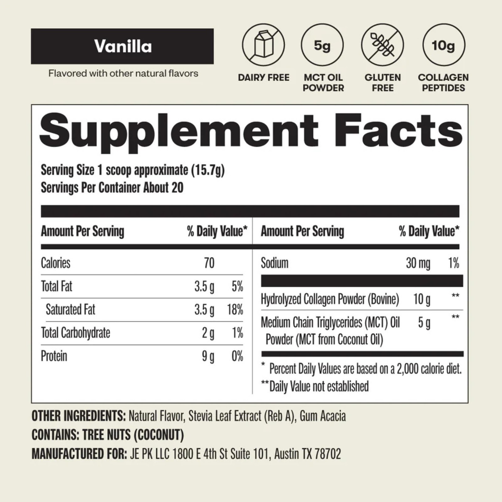 Perfect Keto Collagen Peptides, Vanilla, 10g Protein Powder, Low Carb, No Sug…