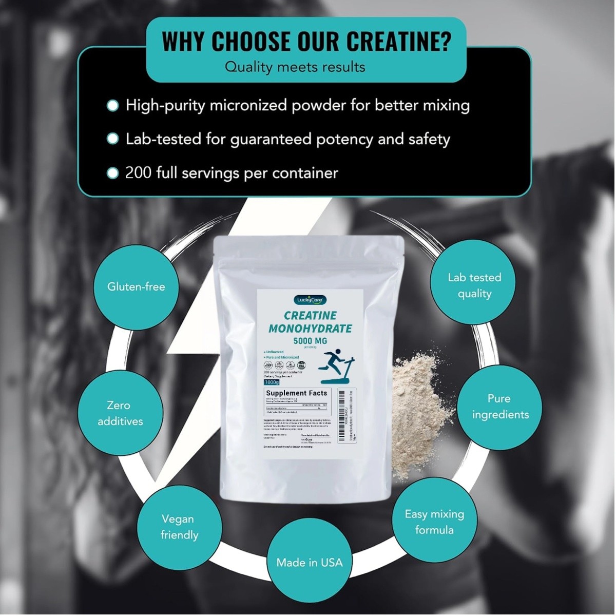 2.2~11LB Pure Creatine Monohydrate Powder 5000mg Per Serving Micronized Creatine