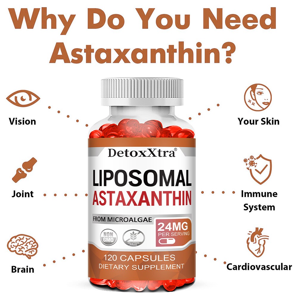 Liposomal Astaxanthin Supplement,120 Capsules,Joint,Eye,Skin And Immune