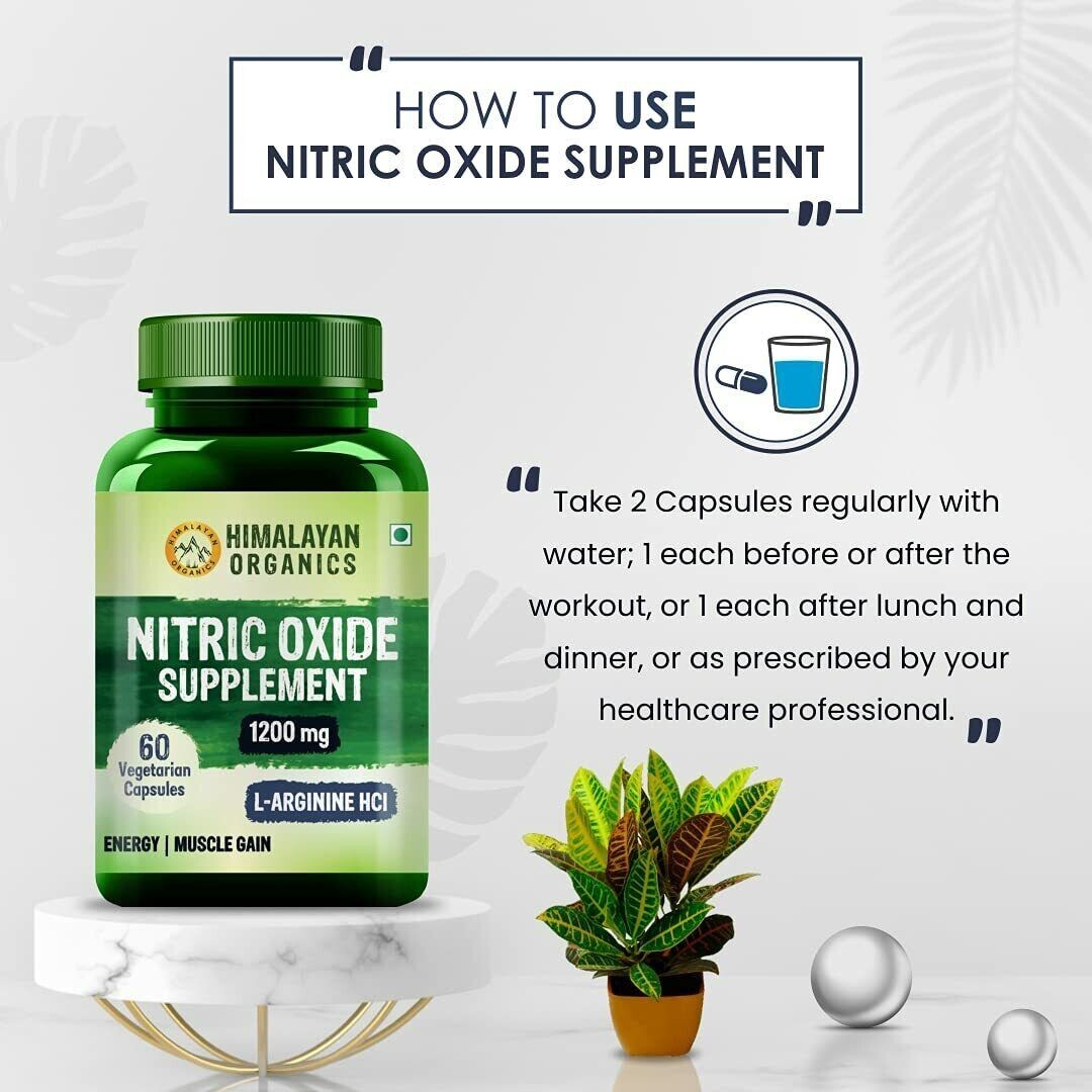 Himalayan Organics Nitric Oxide Supplement 1400mg 60 Capsules Free Shipping