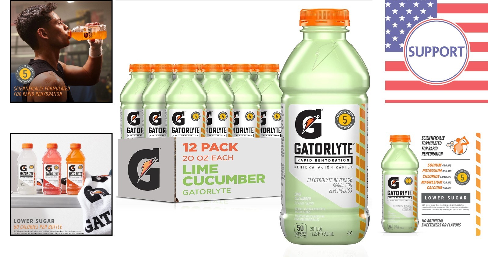Gatorade Lime Cucumber 20oz Electrolyte Beverage 12-Pack – Lower Sugar Hydration