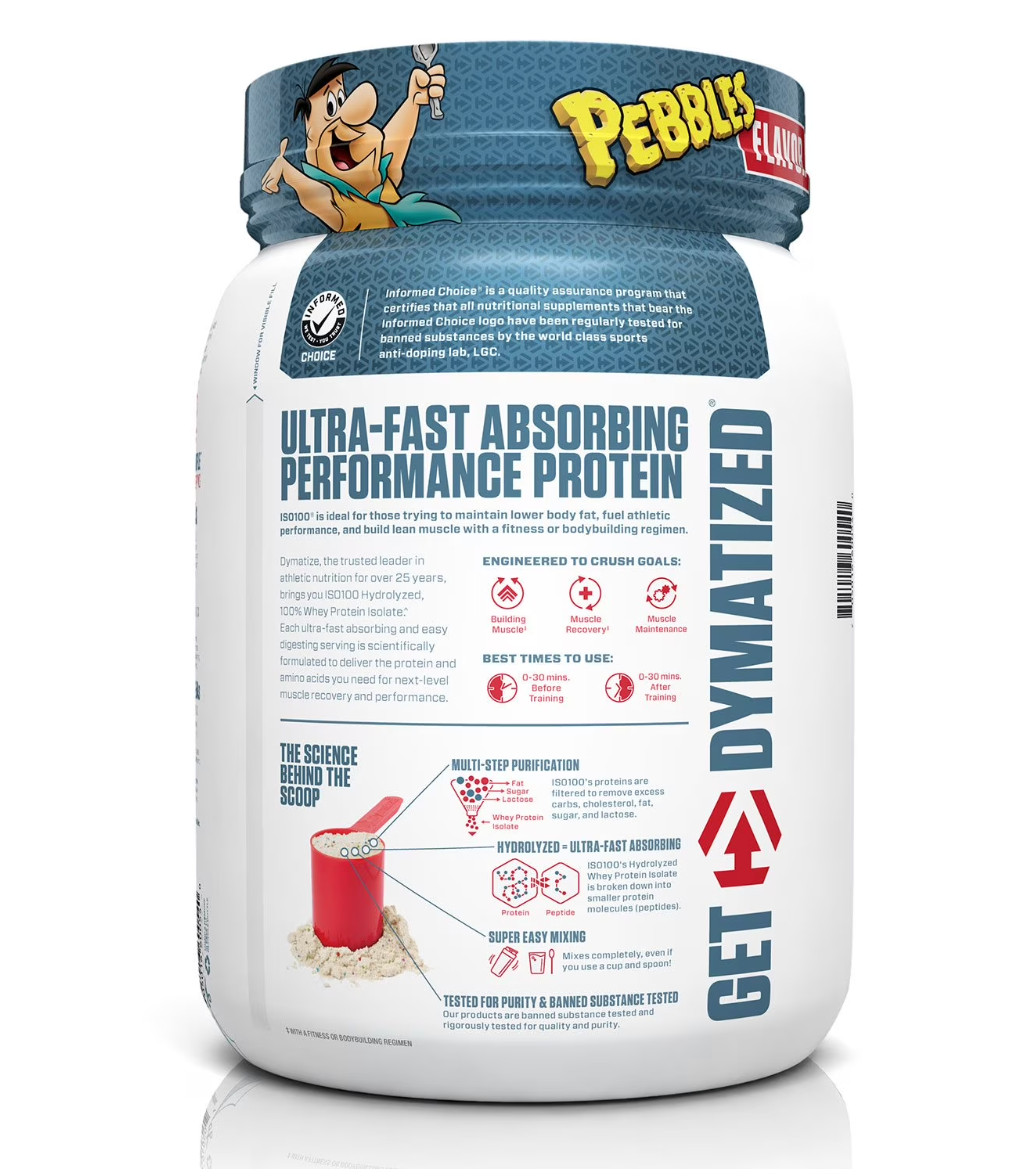 Dymatize ISO100 Hydrolyzed 25g 100% Whey Protein Powder, Fruity Pebbles