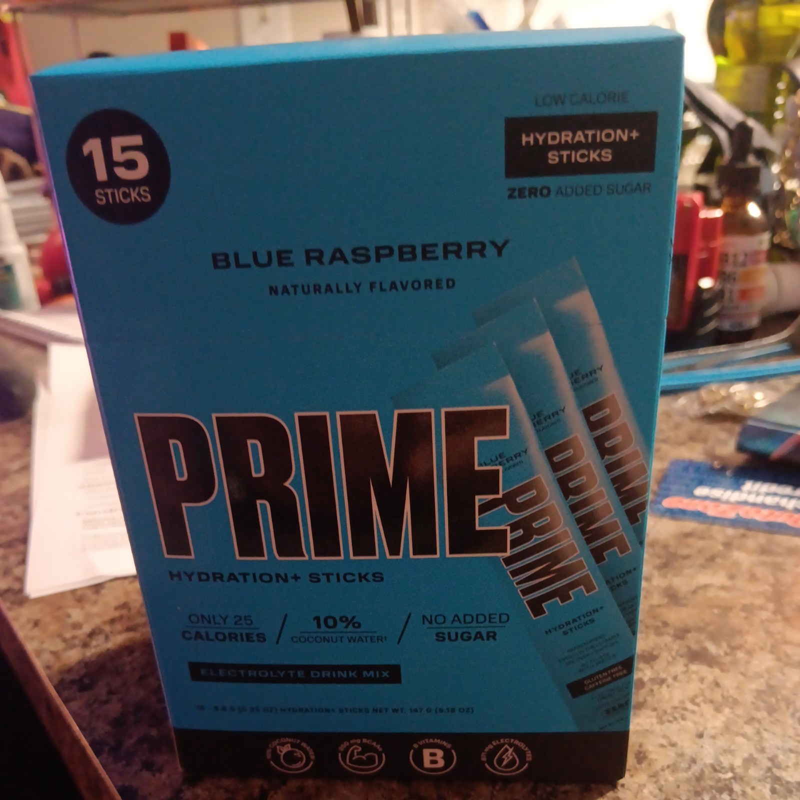 Prime Hydration Sticks Blue Rasperry 15 Sticks Total Zero Sugar Drink Mix