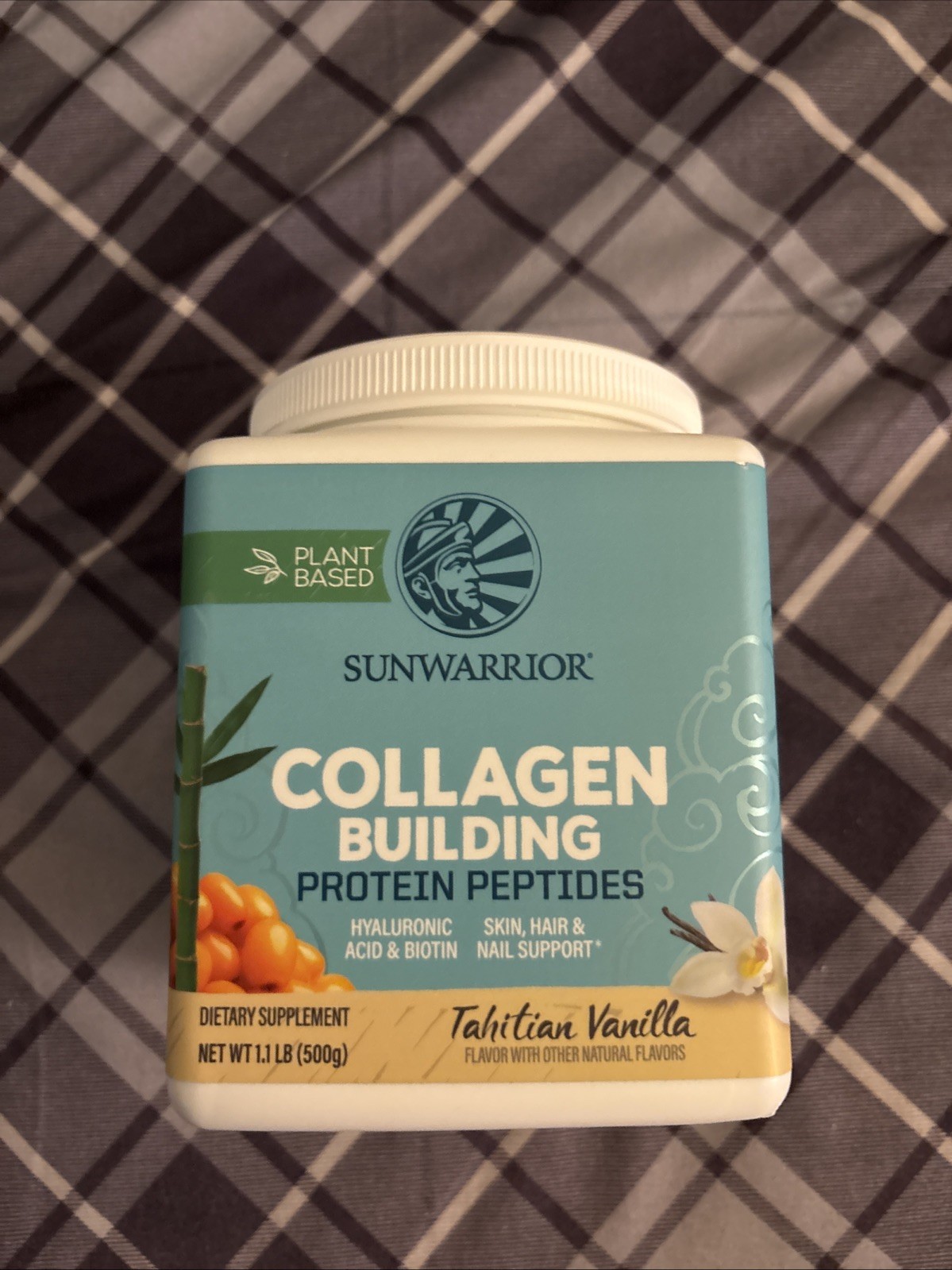 Sunwarrior Collagen Protein Powder with Biotin Tahitian Vanilla Flavor 1.1 lb