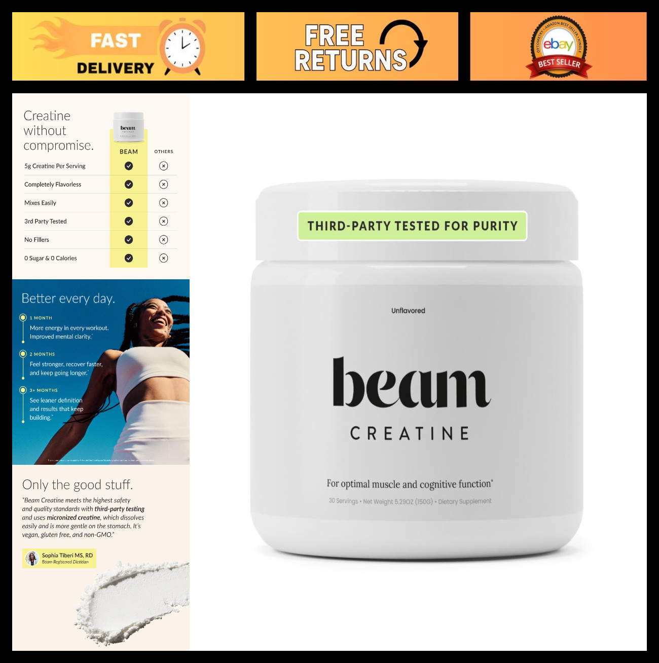 Micronized Creatine Monohydrate Powder – 5g for Muscle Growth, Strength & Recove