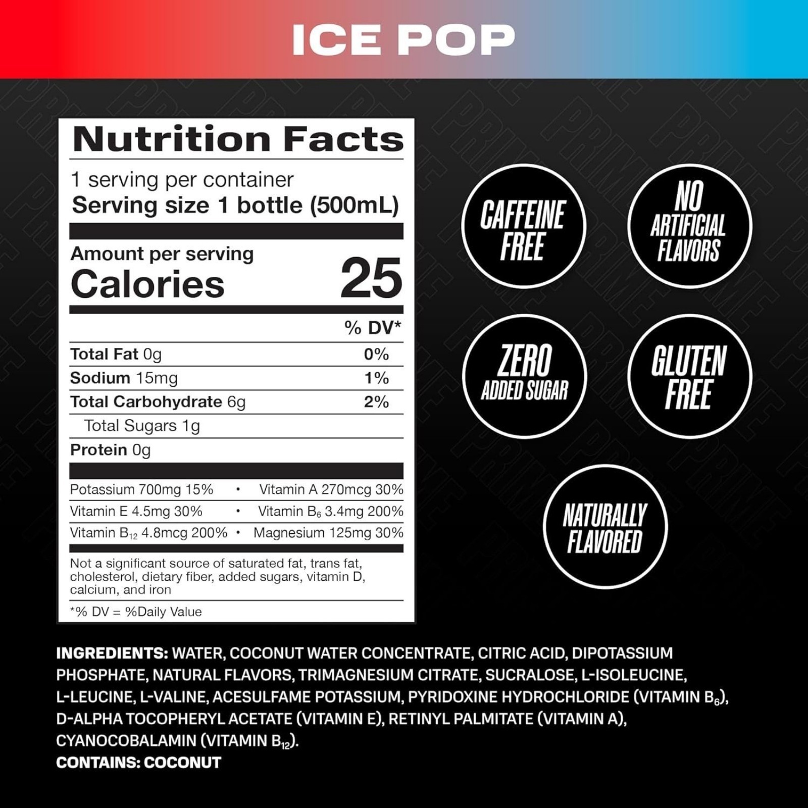 Prime Hydration ice pop Drink, 16.9 fl oz – Ice Pop (12 Pack)