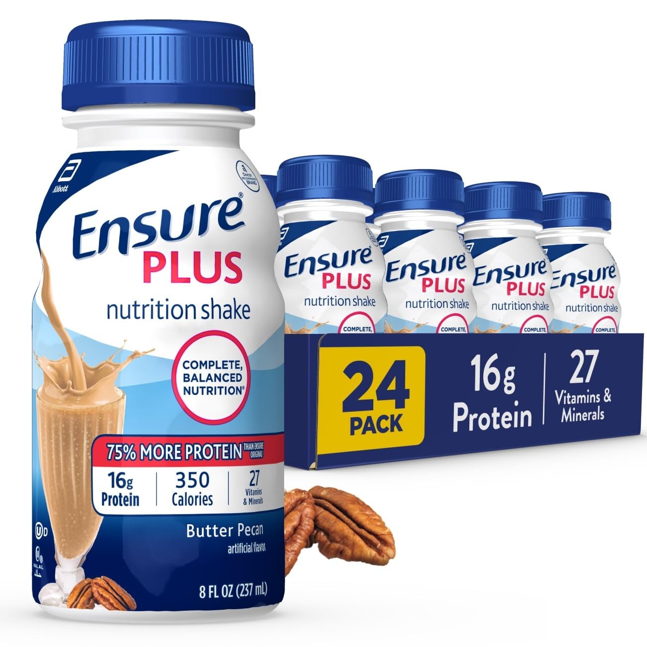 Ensure Plus Butter Pecan Nutrition Shake | Meal 8 Fl Oz (Pack of 24)