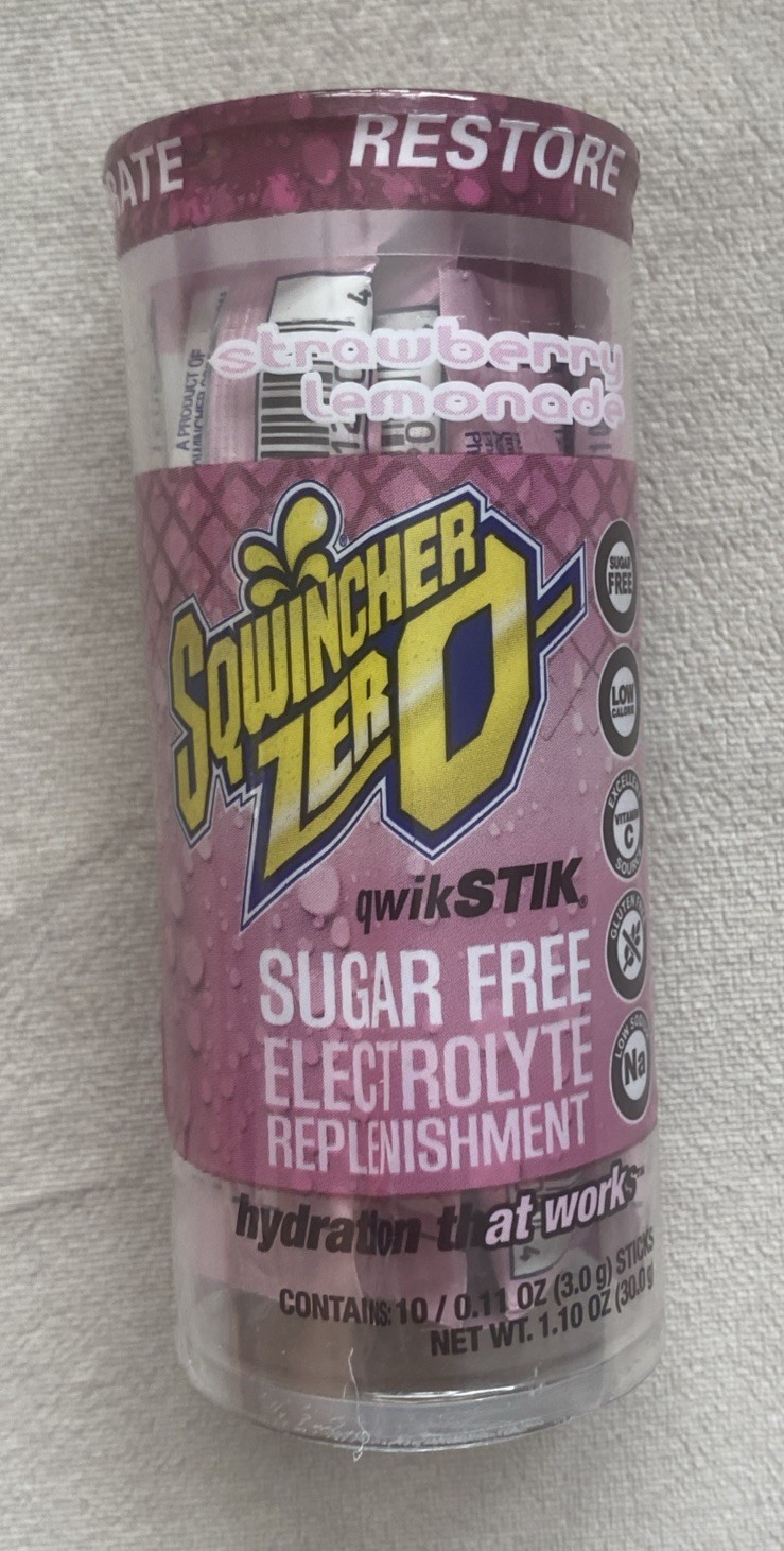 Sqwincher Zero Electrolyte Replenishment, Strawberry Lemonade 10 Ct 075880414131