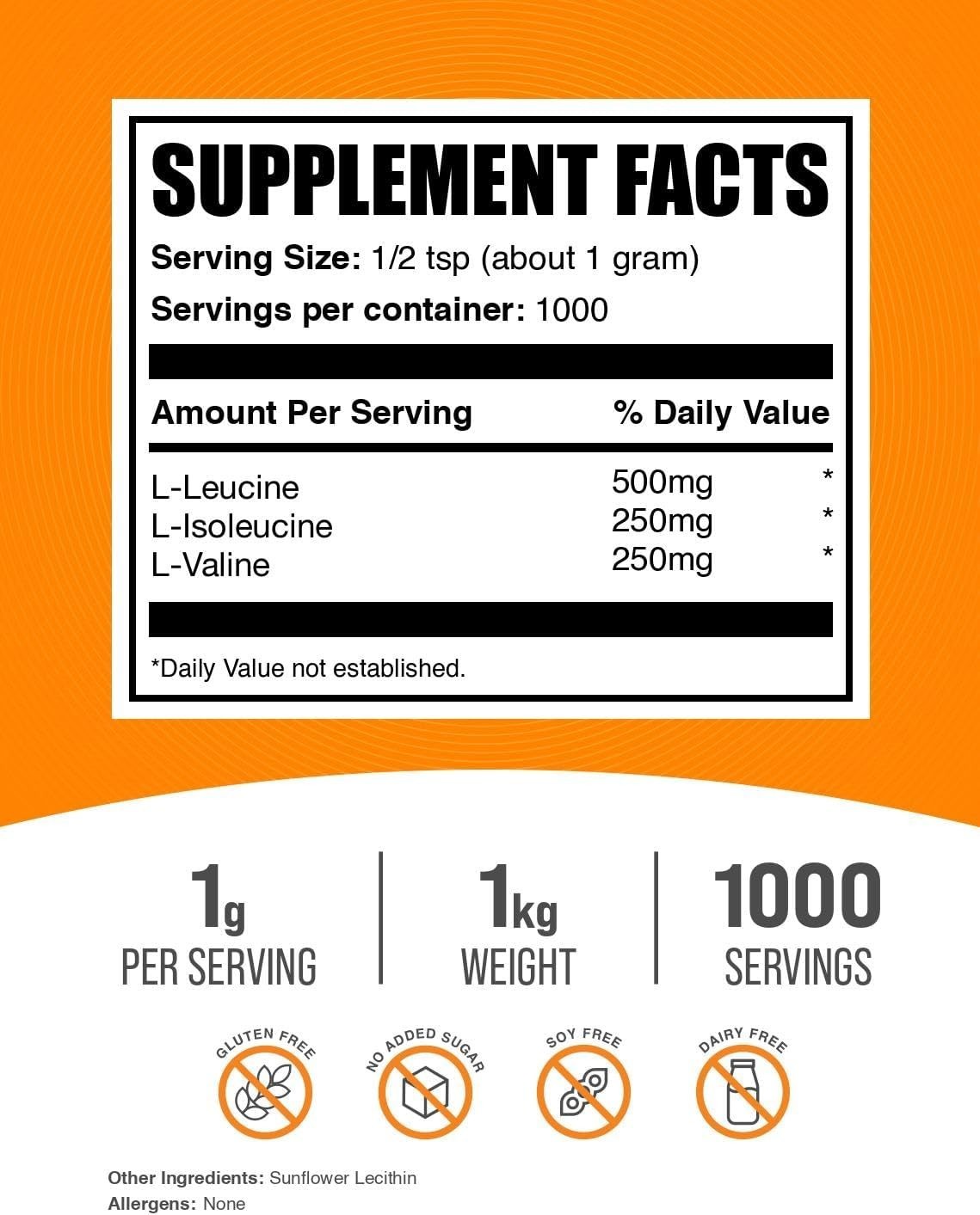 BCAA 2:1:1 Powder – Branched Chain Amino Acids, BCAAs Amino Acids Powder – Un…