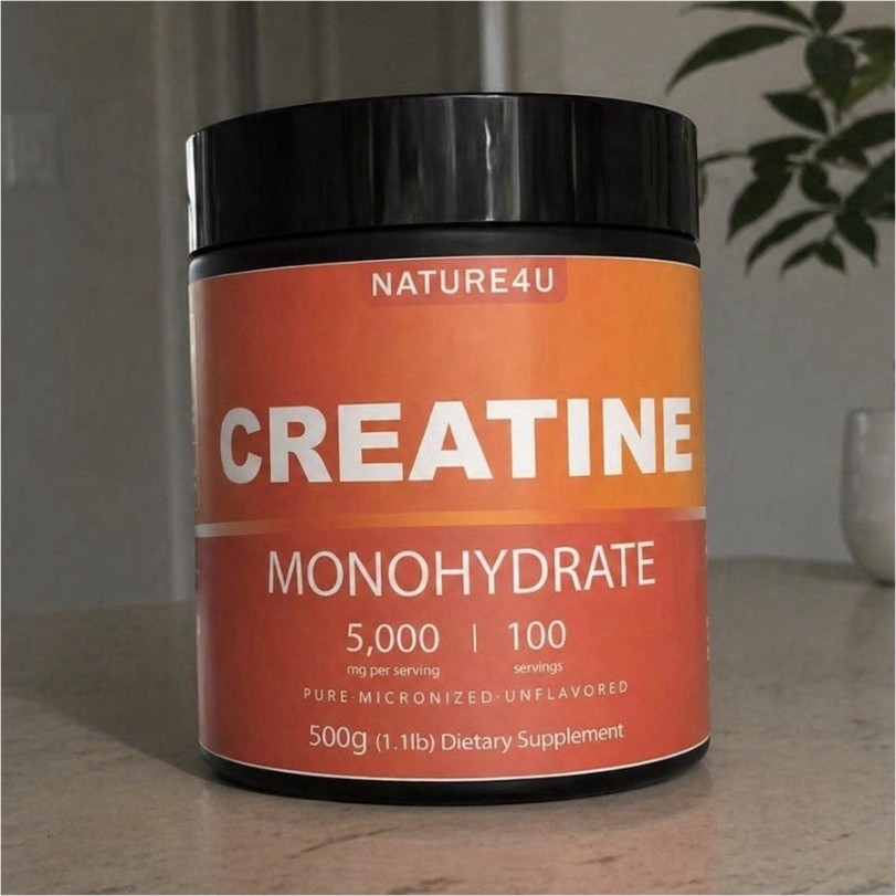 Nature4U Creatine Monohydrate Powder 500g Unflavored Dairy-Free Gluten-Free