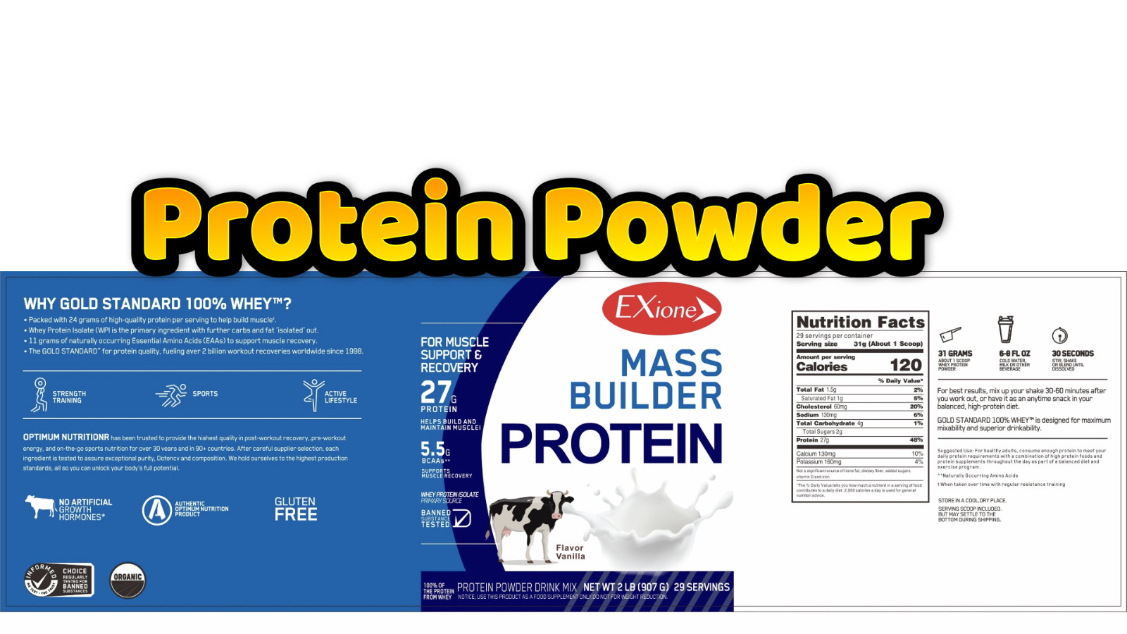 Vanilla whey protein powder athletes muscle gainer supplement isolate gym work