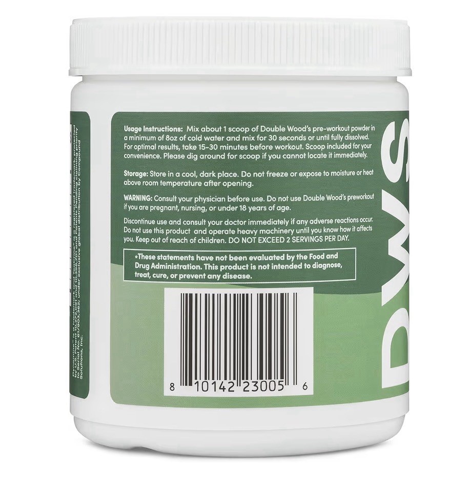 Double Wood Supplements Pre-Workout Fruit Punch Powder 30 Servings