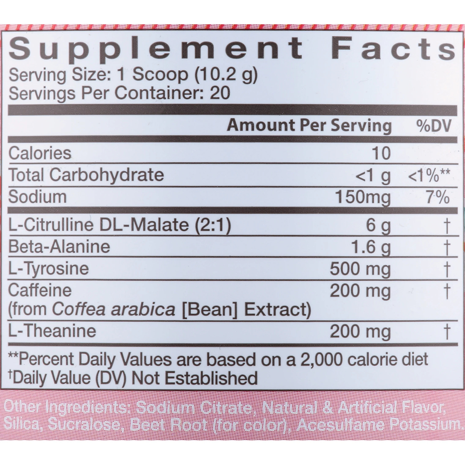 Pre-Workout Powder, Hawaiian Shaved Ice, 20 Servings, 200Mg Caffeine