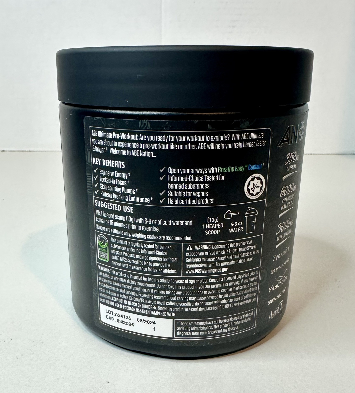 ABE ( All Black Everything) Ultimate Pre-Workout, Candy Ice Blast, 13.75oz. 5/26