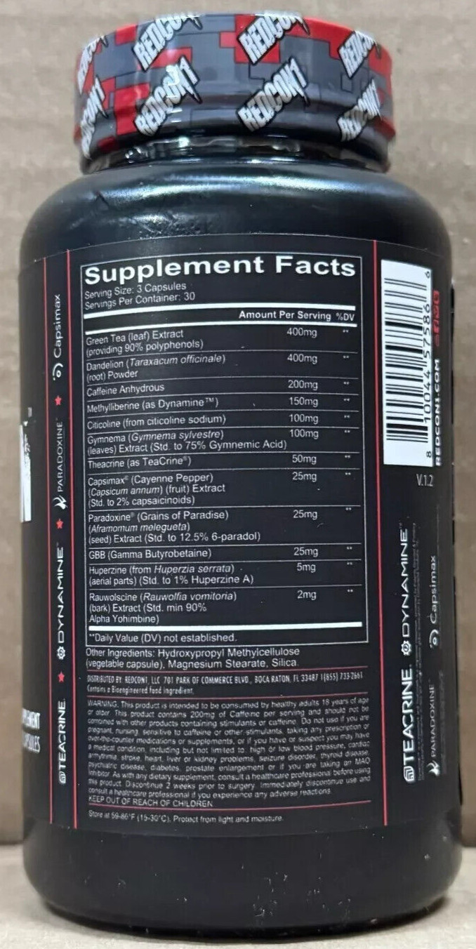 Redcon1 C-Burn Extreme Hardcore Weight Loss Fat Burner 90 Capsules New Bottle