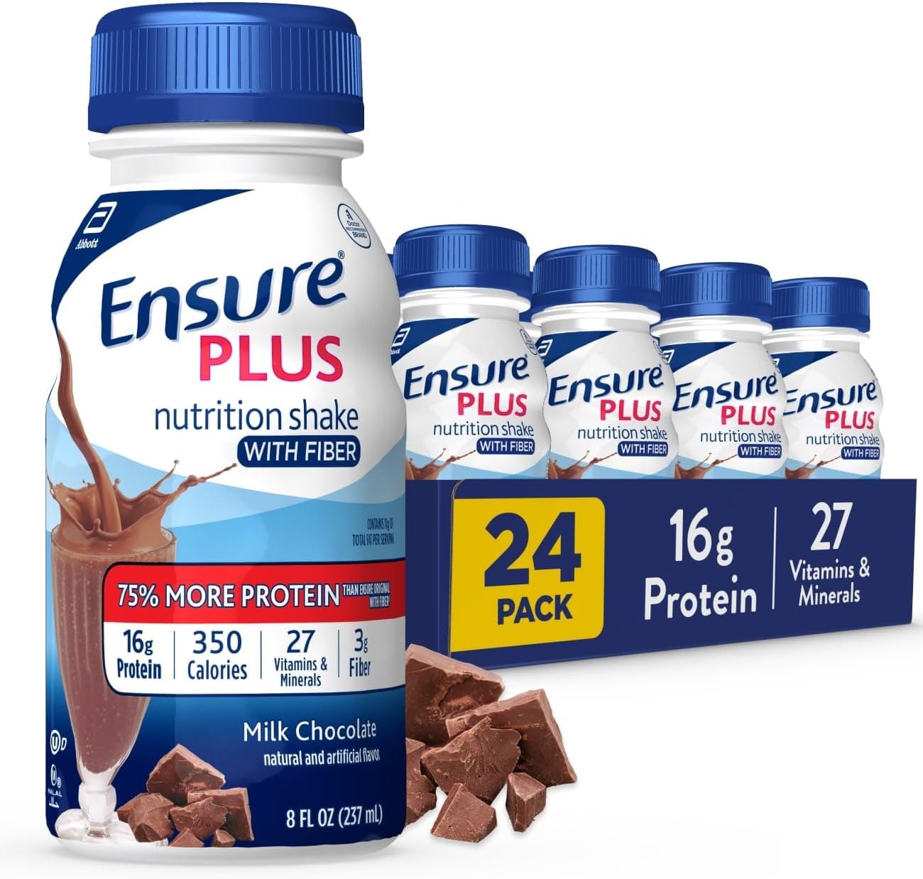 Ensure Plus Milk Chocolate Nutrition Shake with Fiber | Meal Replacement Shake |