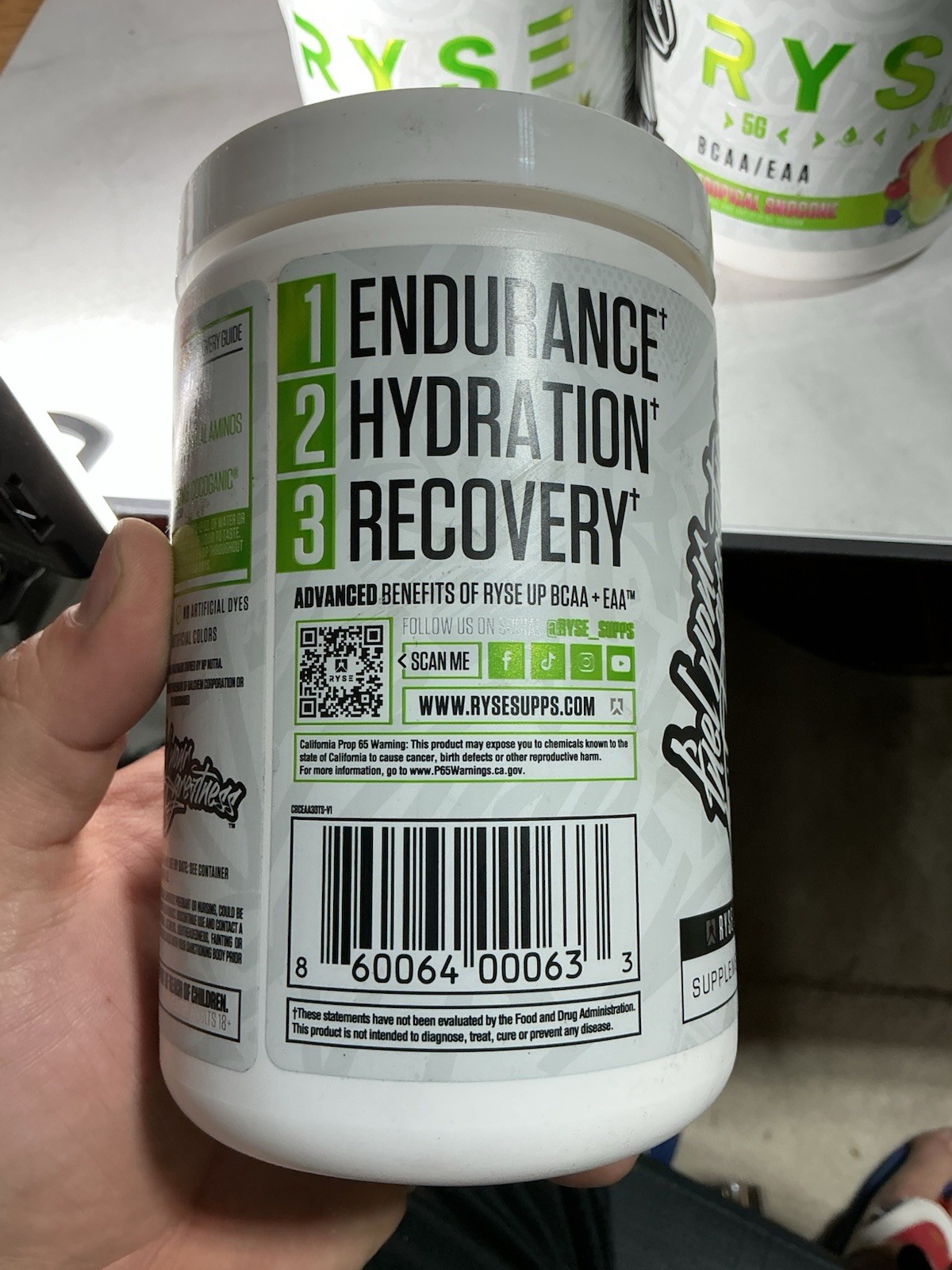 RYSE BCAA/EAA, Tropical Snow Cone ( 3 PACK !!!! )13.1 oz (372 g) Exp 1-2027