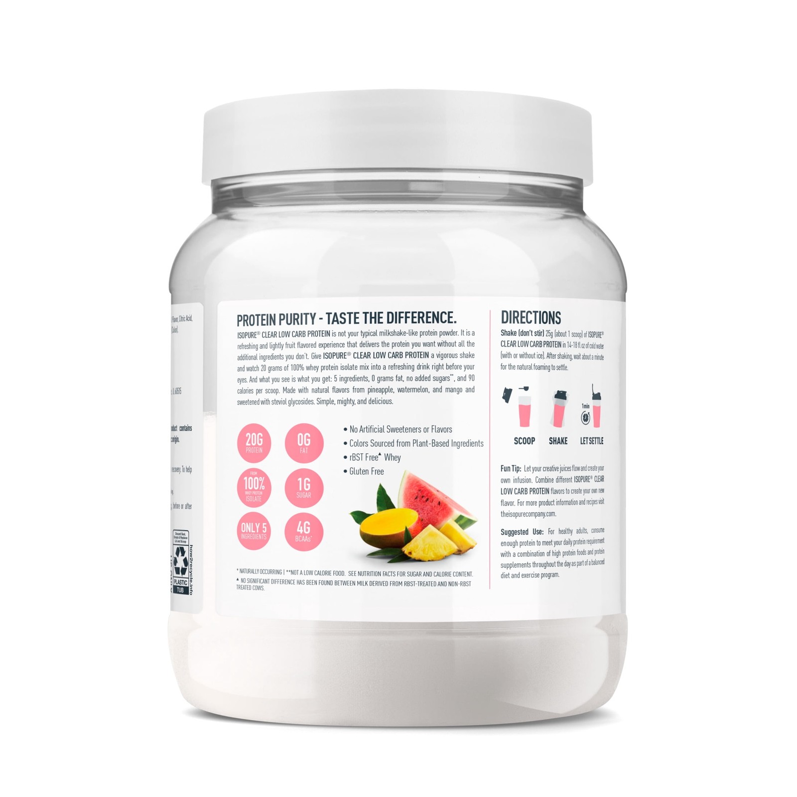 Isopure Clear Low Carb 100% Whey Protein Isolate Powder, Mixed Berry 20g Protein