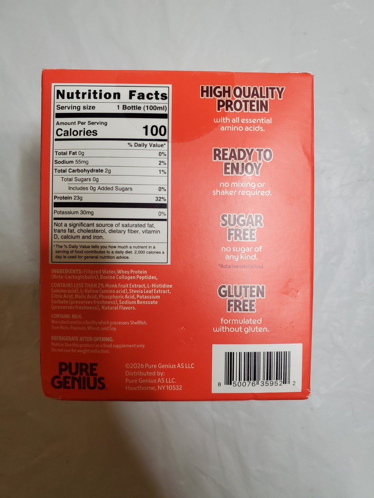 Pure Genius Strawberry Guava Protein Shots 23g Protein Sugar Free Gluten Free 4…