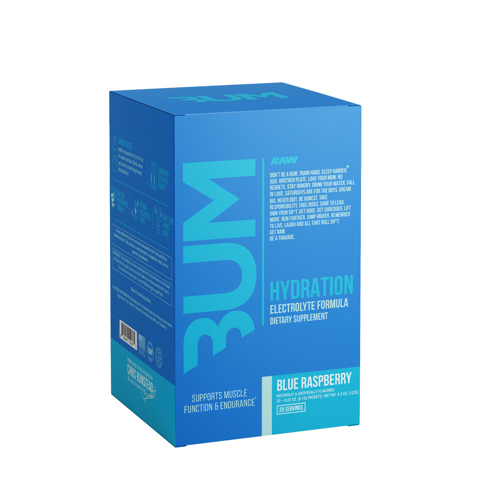 Hydration Electrolyte Formula – Blue Raspberry (20 Stick Packs)