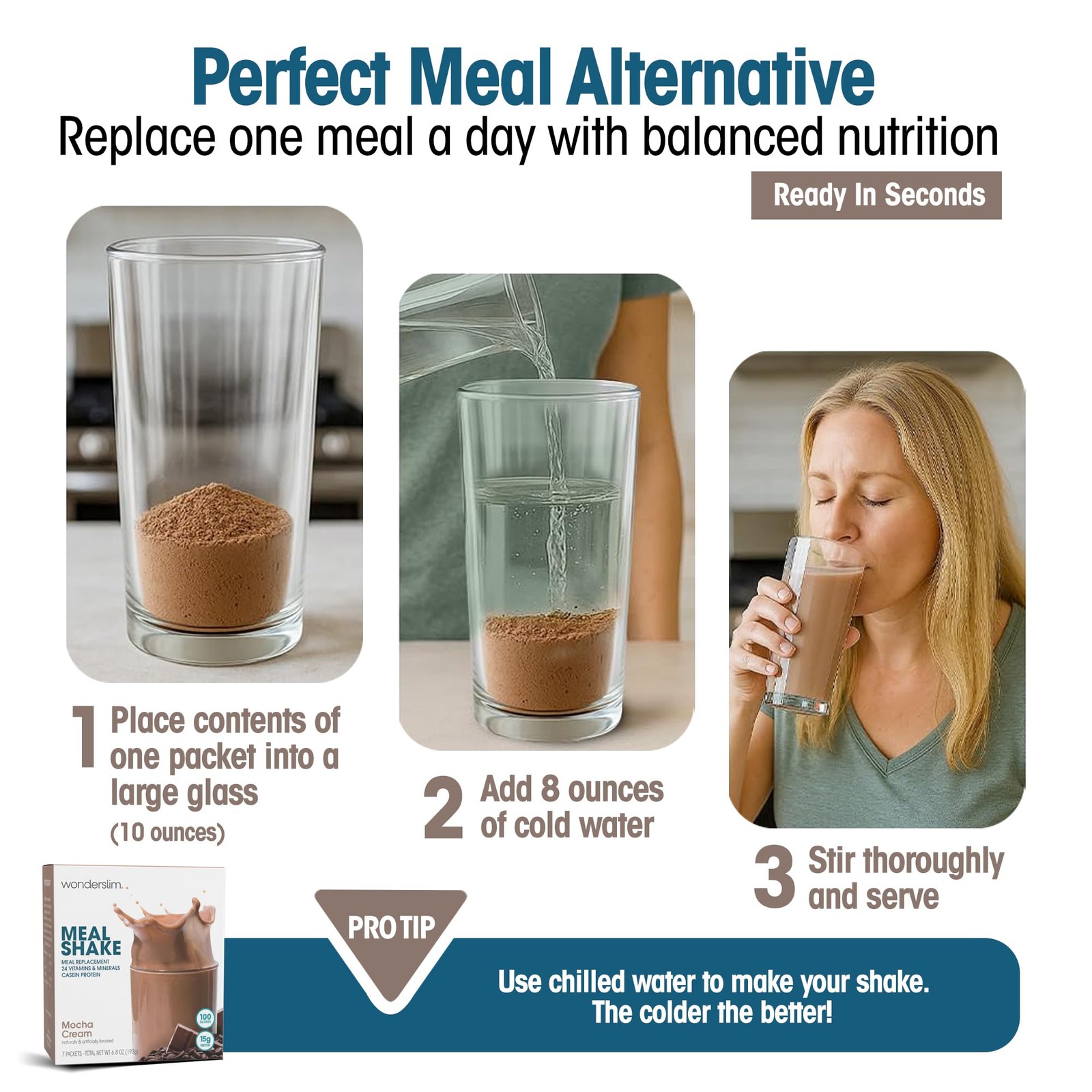 WonderSlim Protein Meal Replacement Shake – 15g Protein, 24 Vitamins & Minera…