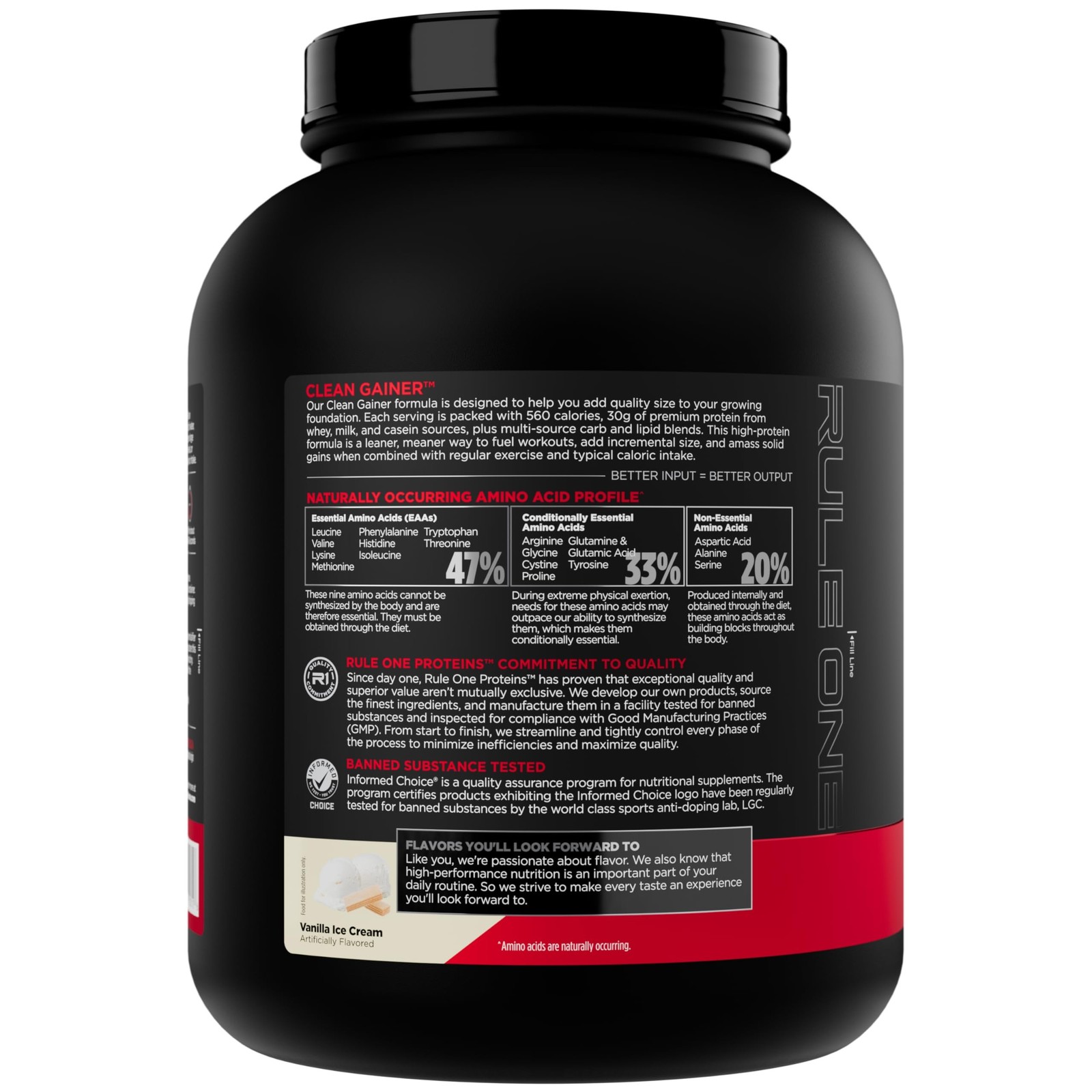 Rule One Proteins, R1 Clean Gainer – High-Protein Lean Gain Formula with 560 …