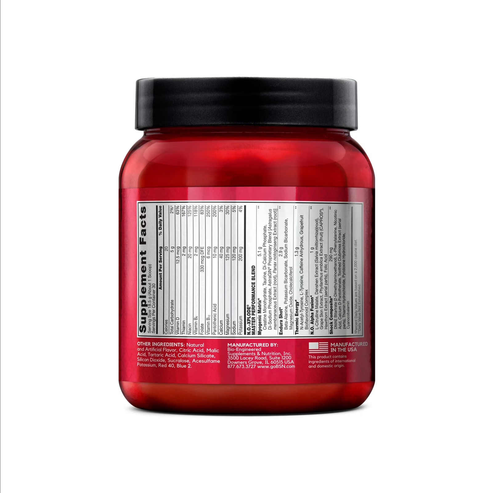 BSN N.O.-XPLODE Pre Workout Powder, Grape, 30 Servings