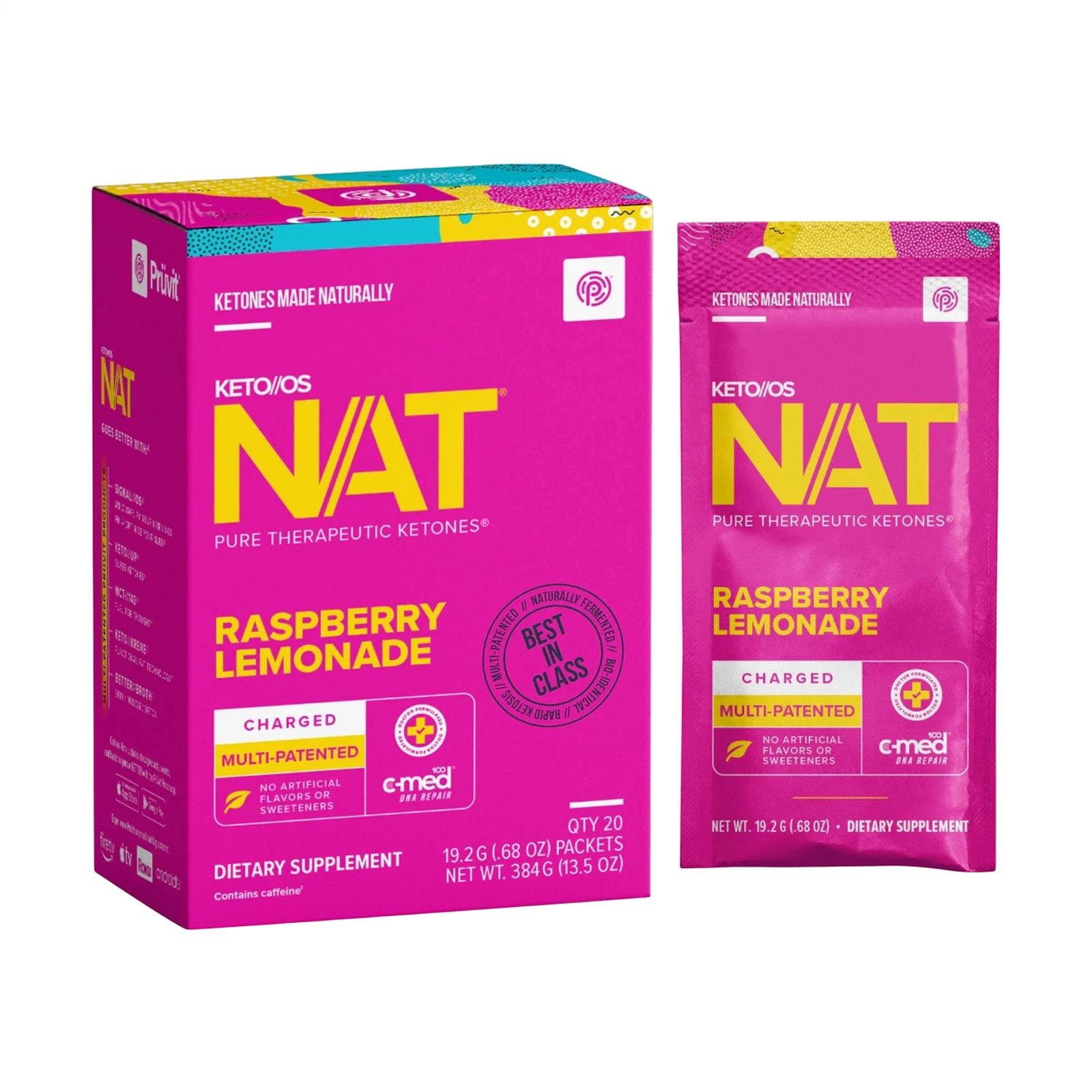 Prüvit Ketones NAT 20 Packets Charged RASPBERRY LIMONADE SHIPP Exp 07/2026