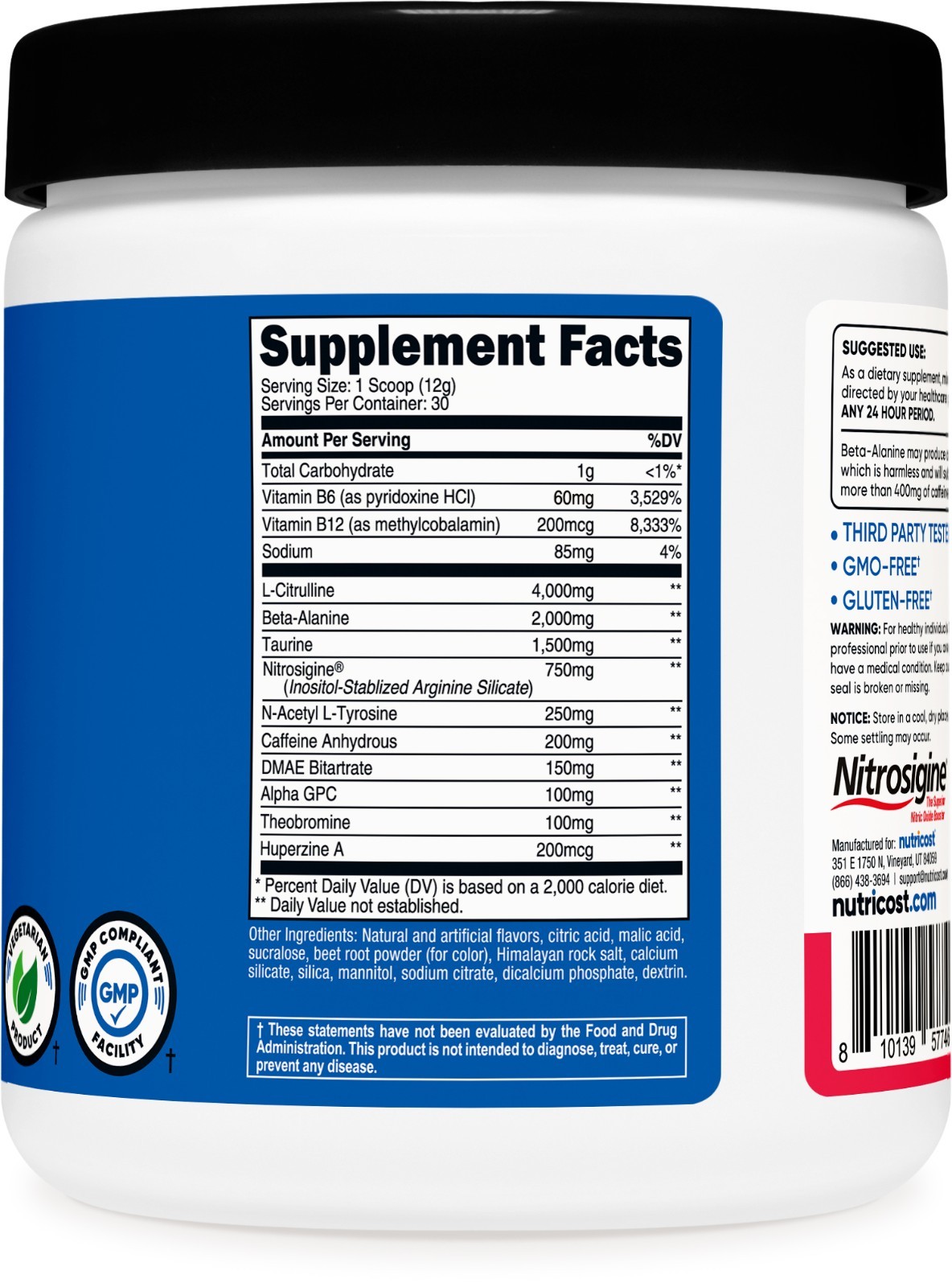 Nutricost Pre-Workout Complex Powder (Strawberry Margarita) 30 Servings