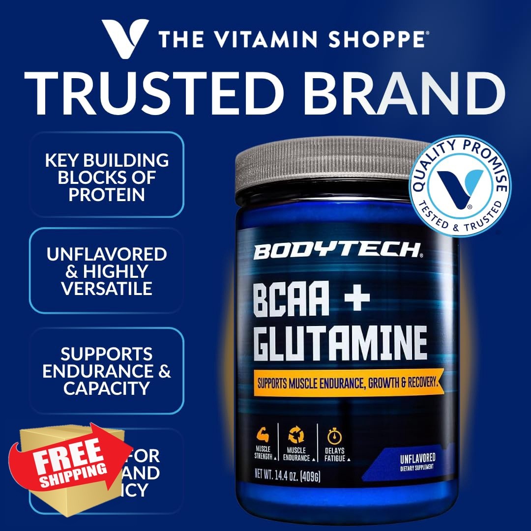 BodyTech BCAA Glutamine Unflavored 14.4oz Powder