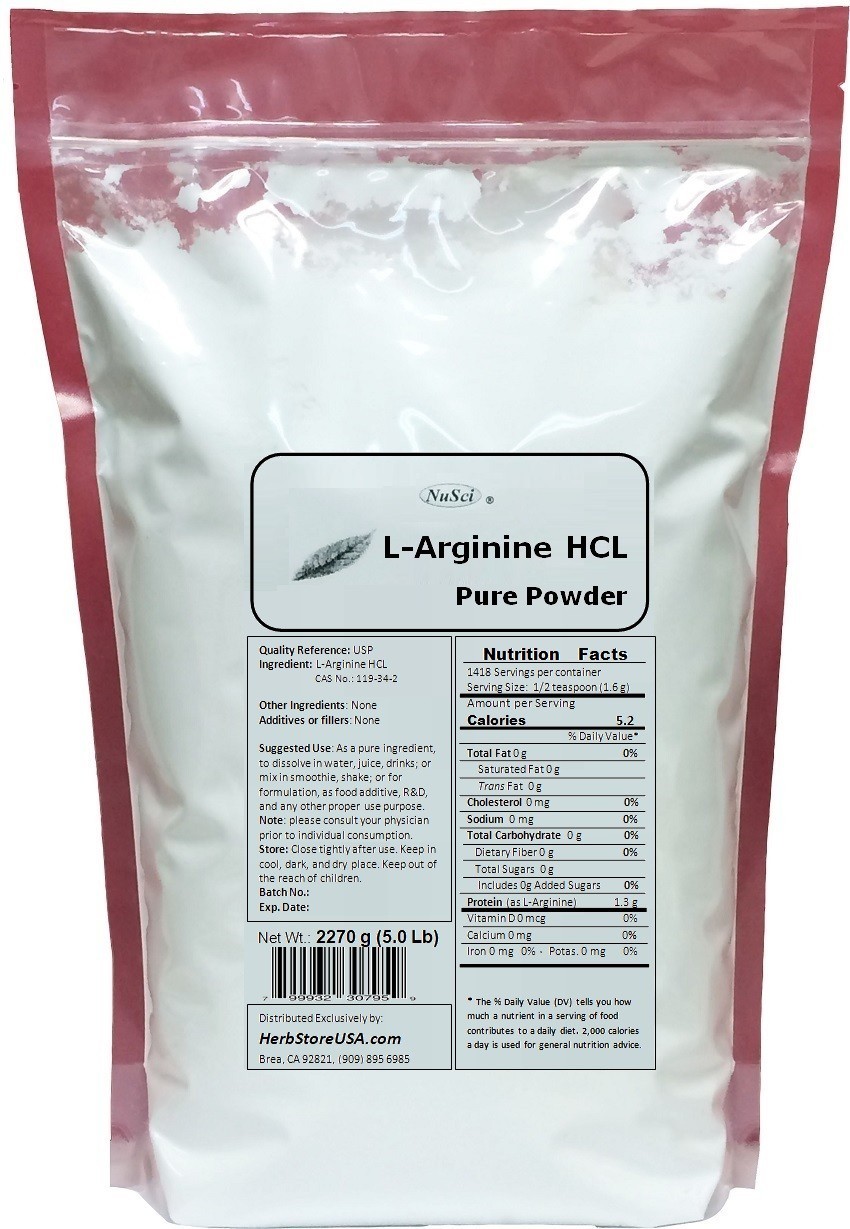 NuSci L-Arginine HCl pure powder 500g(1.1 lb) USP
