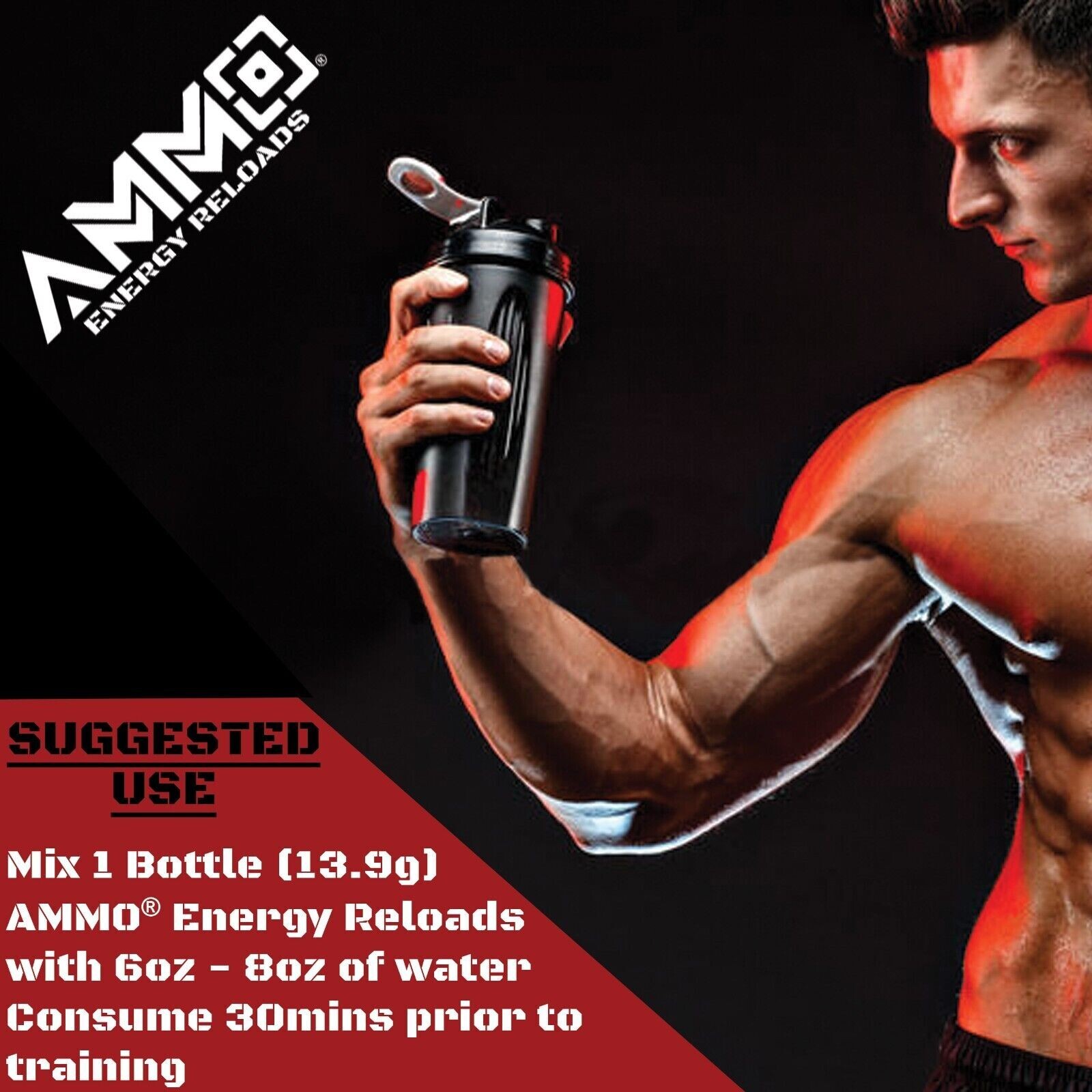 AmmoShots Energy drink powder 12ct Single Shots Orange Zero Sugar ALL Natural