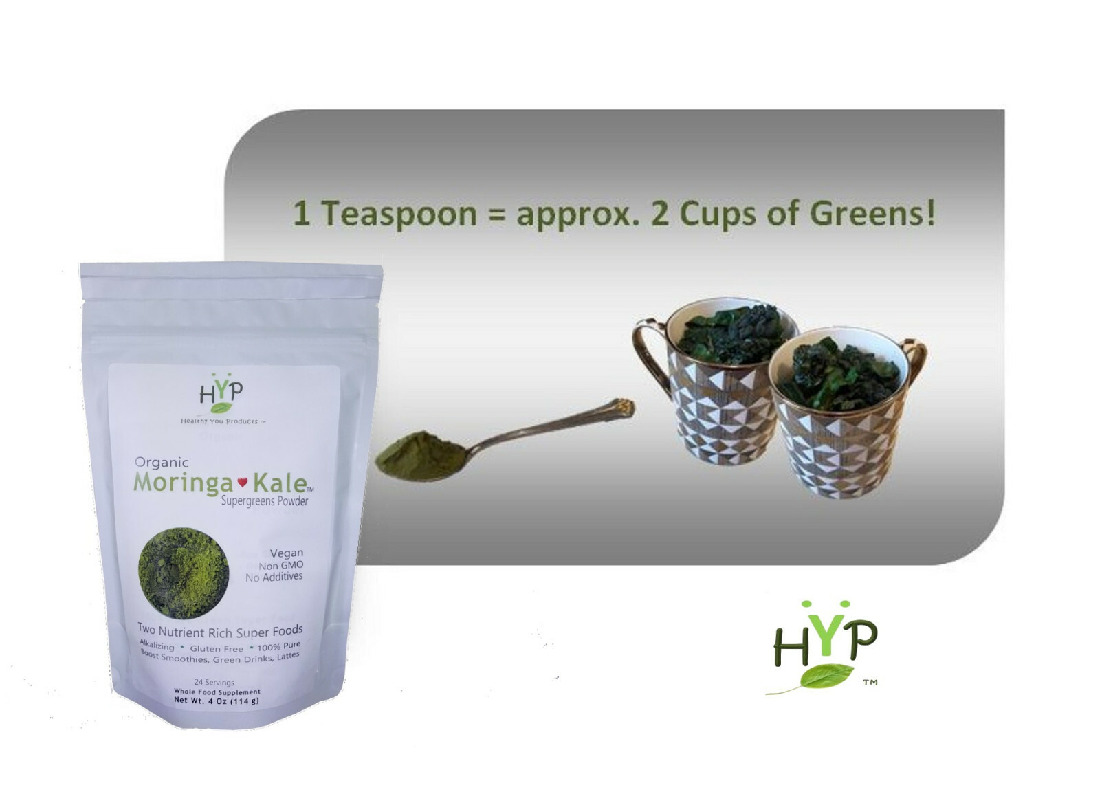 ORGANIC MORINGA & KALE POWDER COMBO – Energy Endurance Vitality – 4 oz Pure