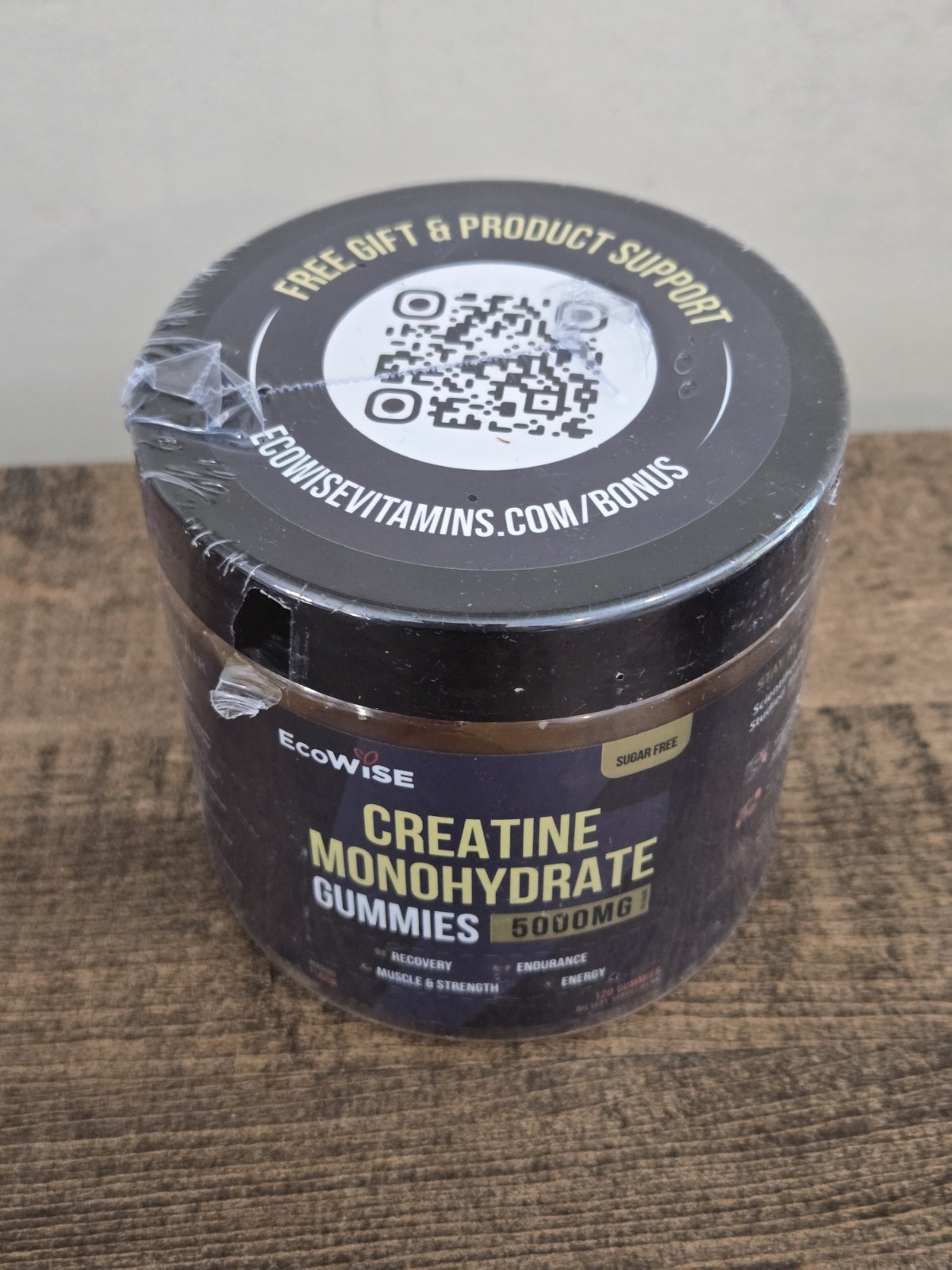 EcoWise Wellness Creatine Monohydrate Gummies 5000 mg Mango 120 Exp 5/17/2026