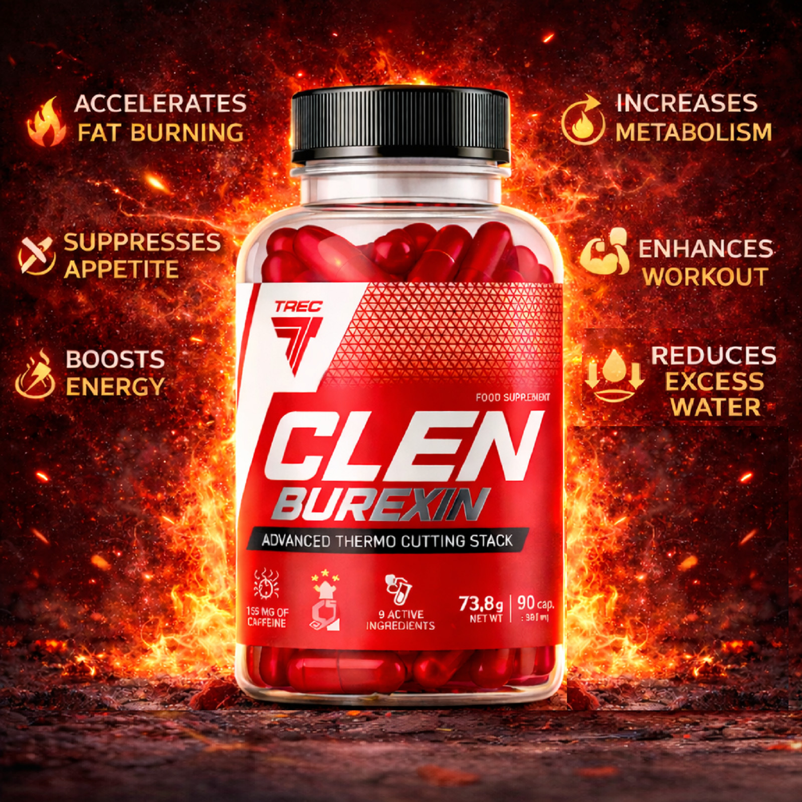 CLENBUREXIN Strong Fat Burner – Weight Loss – Slimming Pills Dietary Supplement