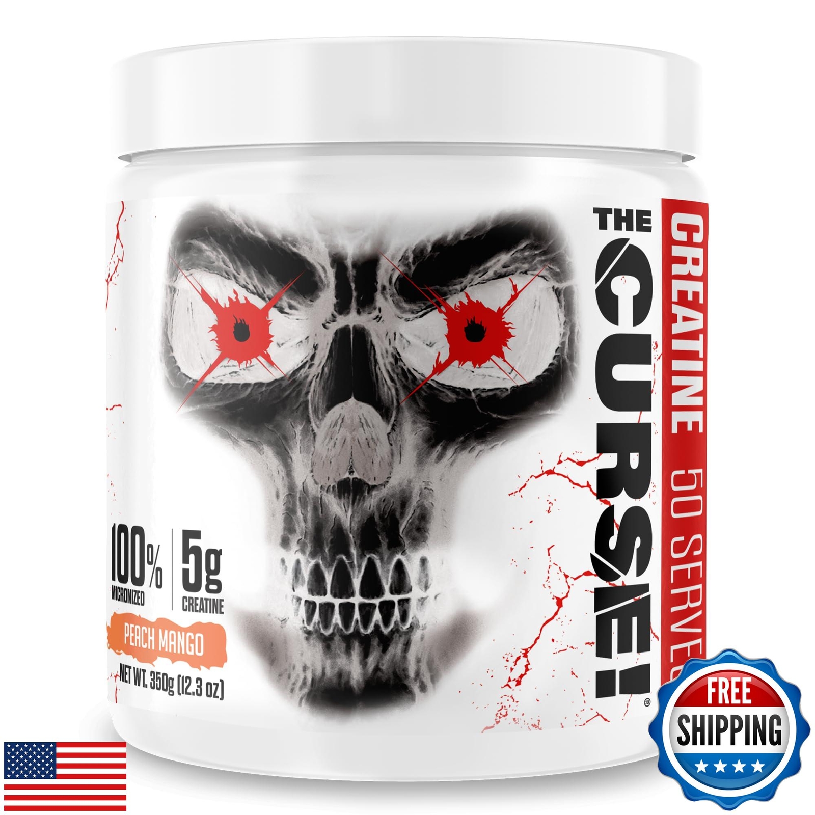 JNX SPORTS The Curse! Creatine Monohydrate Peach Mango 50 Servings | Pure Mic