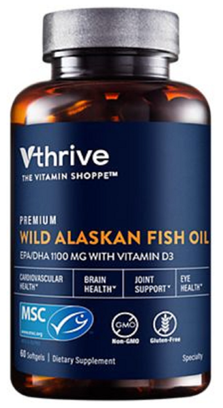 Premium Wild Alaskan Fish Oil with Vitamin D3 – 1,100 MG EPA/DHA (60 Softgels)