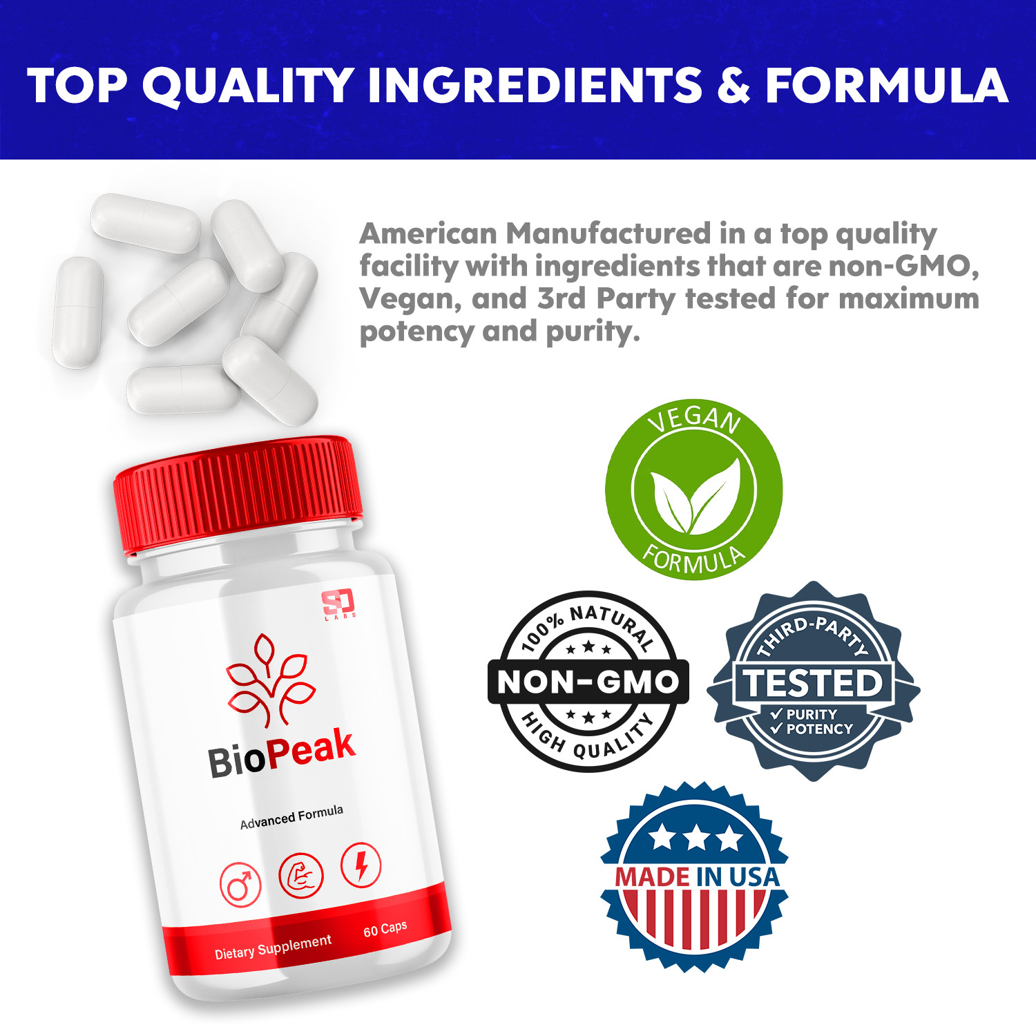 (2 Pack) Biopeak for Male, Bio Peak Advanced Men Support Pills (120 Capsules)