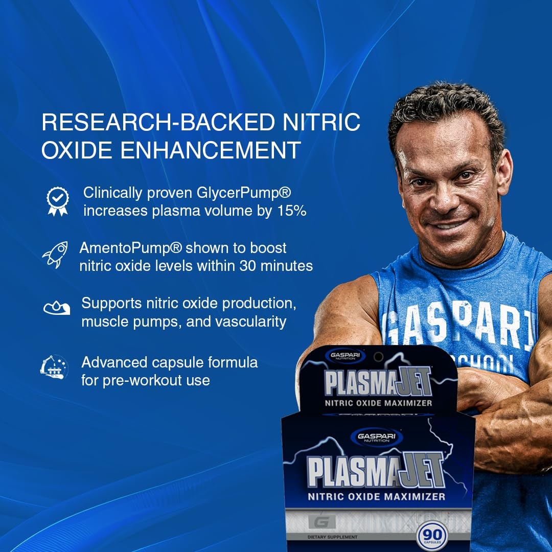 Gaspari Nutrition PlasmaJet, Legendary N.O. Nitric Oxide Maximizer, Increased Le