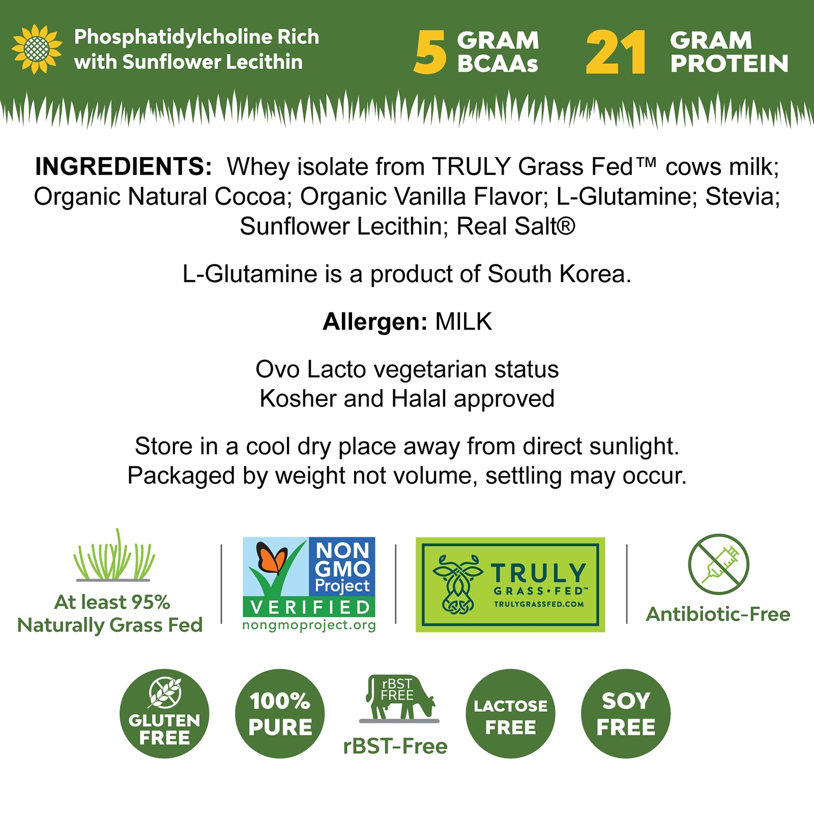 MariGold Grass-fed Whey Protein Isolate Powder – Rich Chocolate Malt Flavor -…
