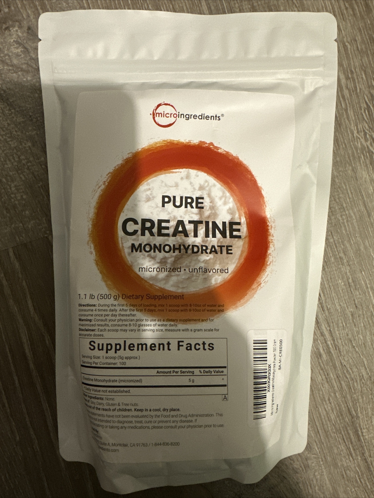 Creatine Monohydrate Powder 500 Grams (1.1 LBS), 5000mg Per Serv, Micronized …