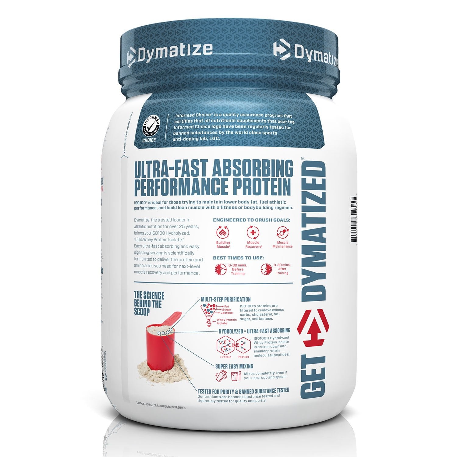 Dymatize ISO100 Hydrolyzed 25g 100% Whey Protein Powder, Gourmet Vanilla 1.6 lbs