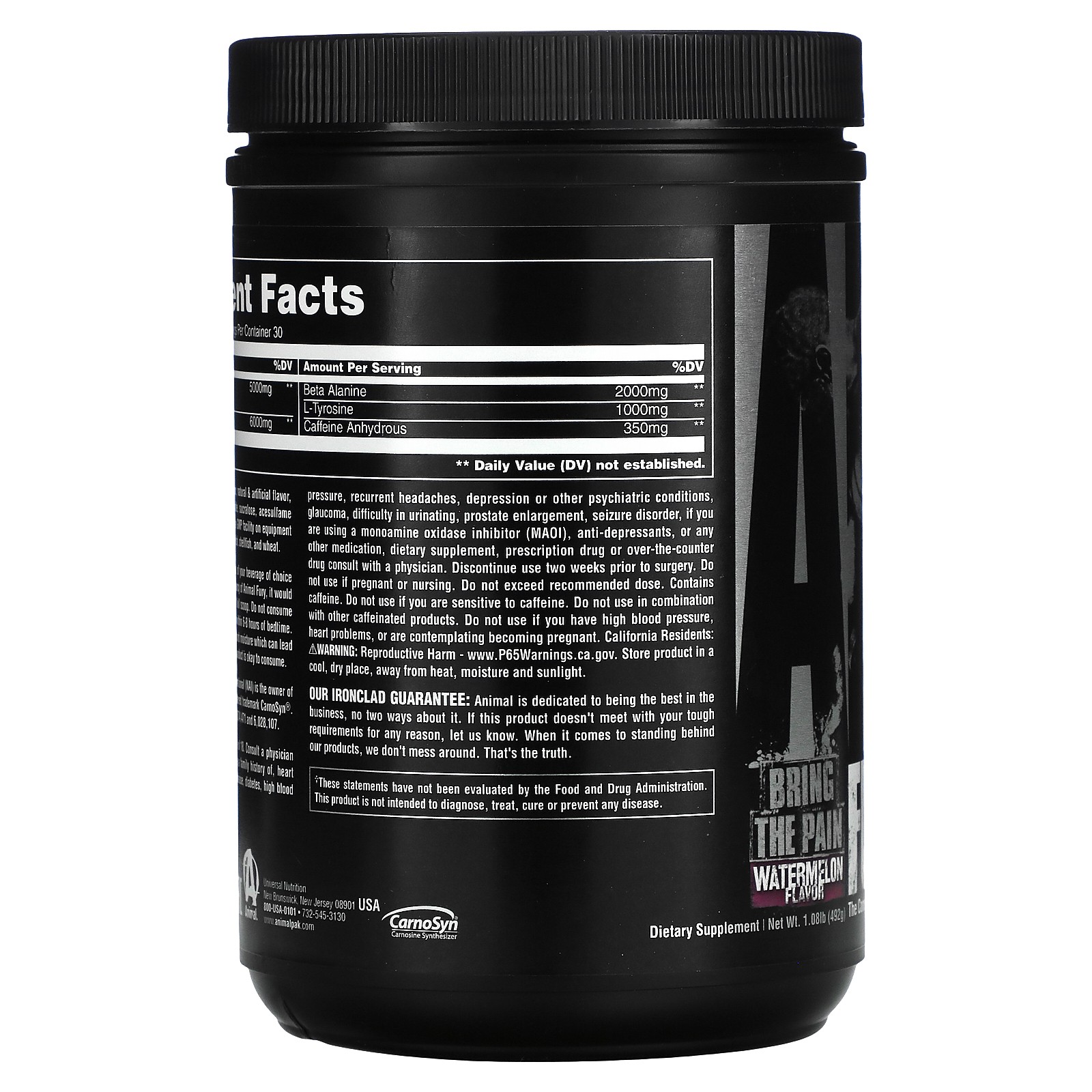 Fury®, Pre Workout, Watermelon, 1.08 lb (492 g)