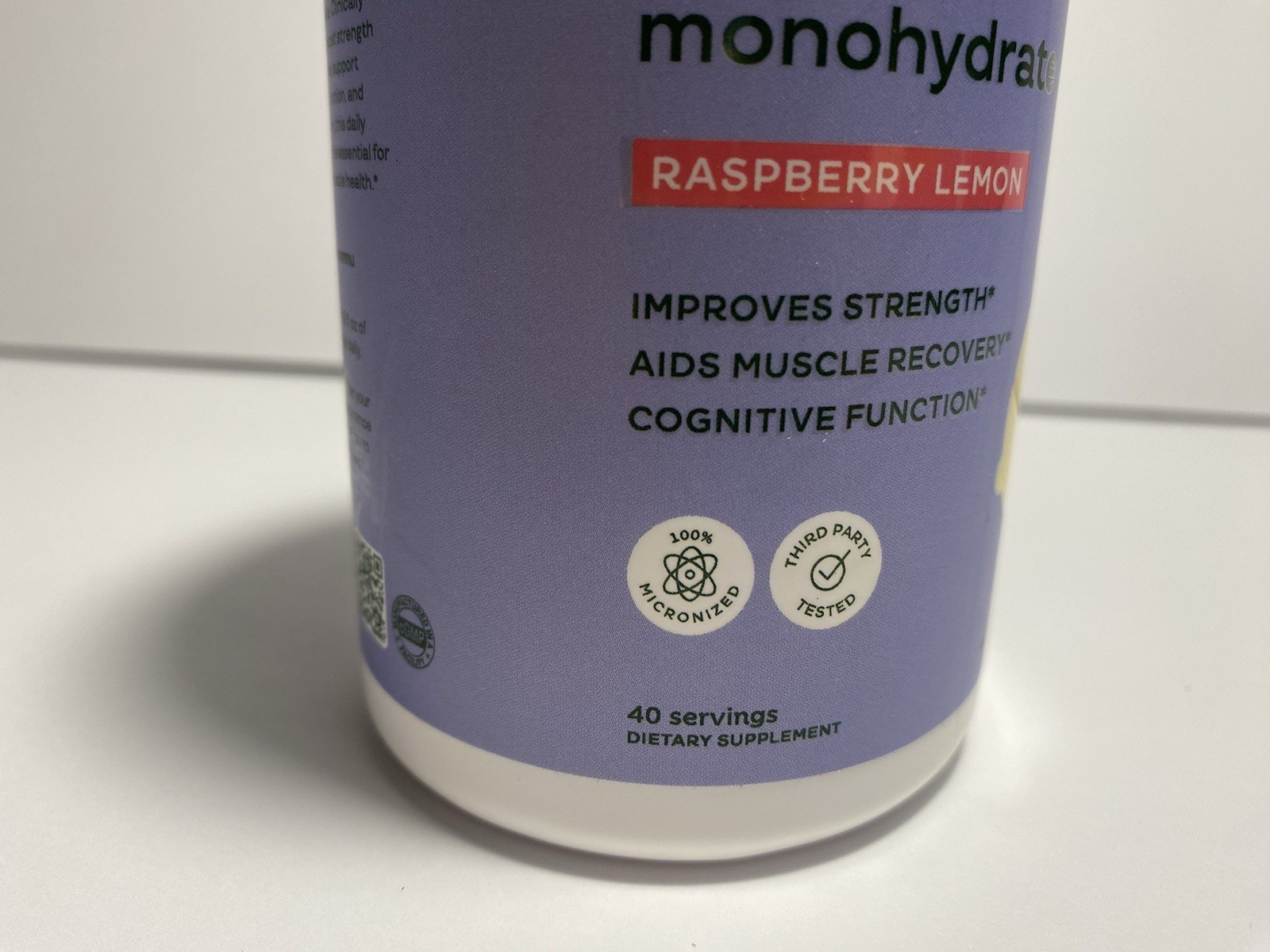 Bloom Nutrition Creatine Monohydrate Powder, Raspberry Lemon Flavor, 40 Servings