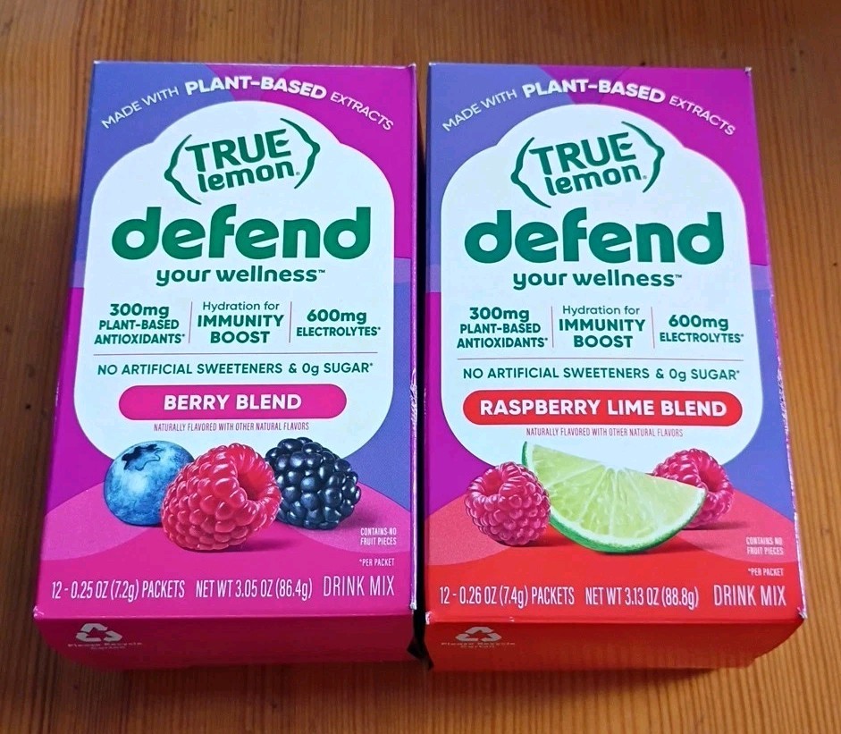 True Lemon DEFEND YOUR WELLNESS Raspberrry Lime Berry Blend Drink Mix 24 Packets